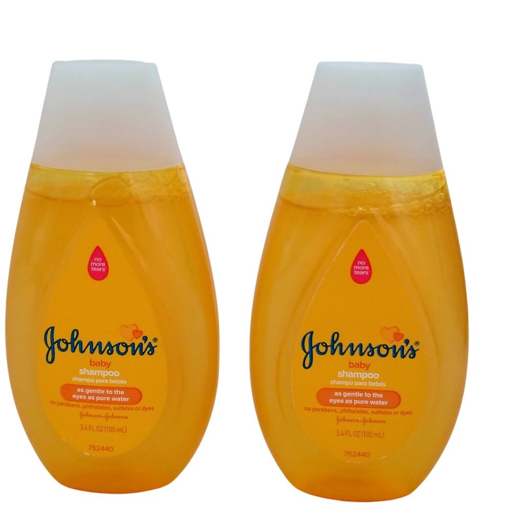 Johnson's Baby Shampoo Mild Gentle No More Tears 3.4 oz. Lot of 2 Travel Orange